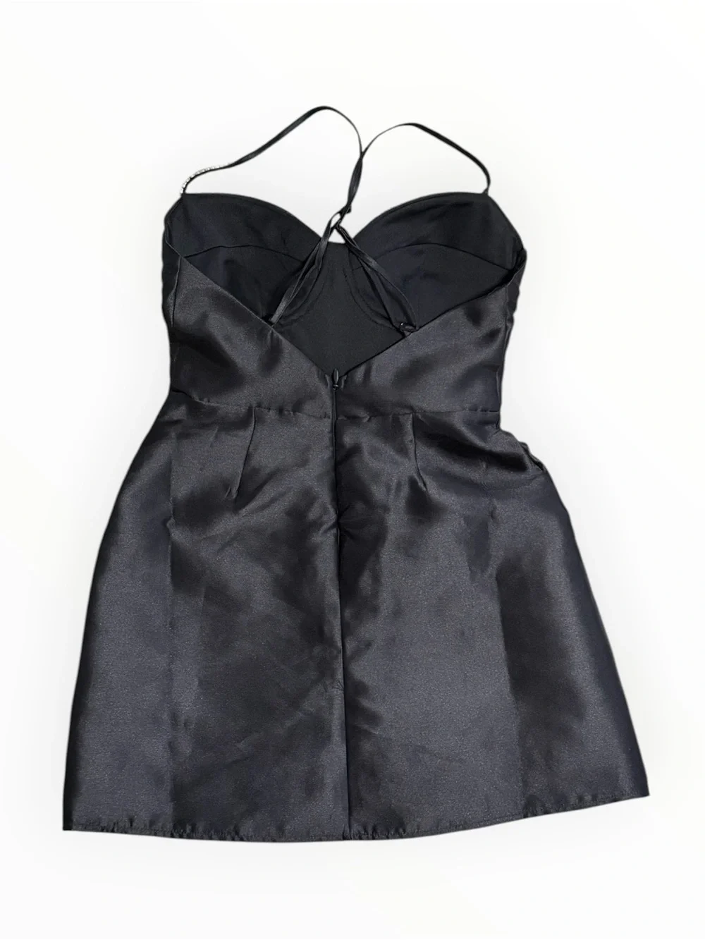 LULUS Ravishing Dream Black Taffeta Rhinestone Mini Dress Cocktail Party Event S